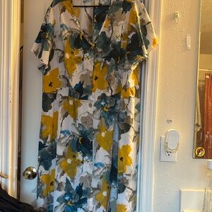 SHEIN Yellow and Teal Floral Maxi Dress